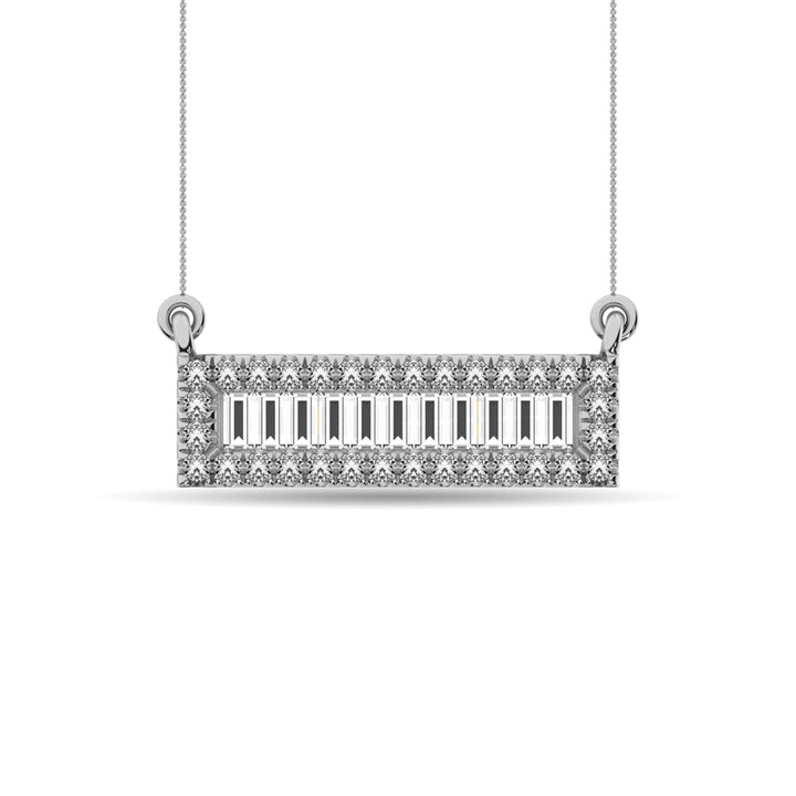 Diamond 1/6 Ct.Tw. Round and Baguette Fashion Necklace in 10K White Gold