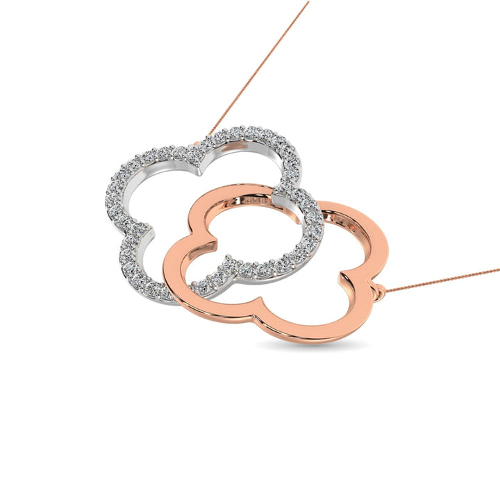 Diamond 1/6 Ct.tw Symatrical Flower Necklace  in 10K Rose and White Gold