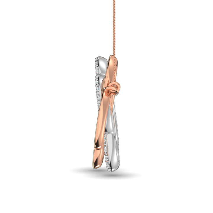 Diamond 1/6 Ct.tw Symatrical Flower Necklace  in 10K Rose and White Gold