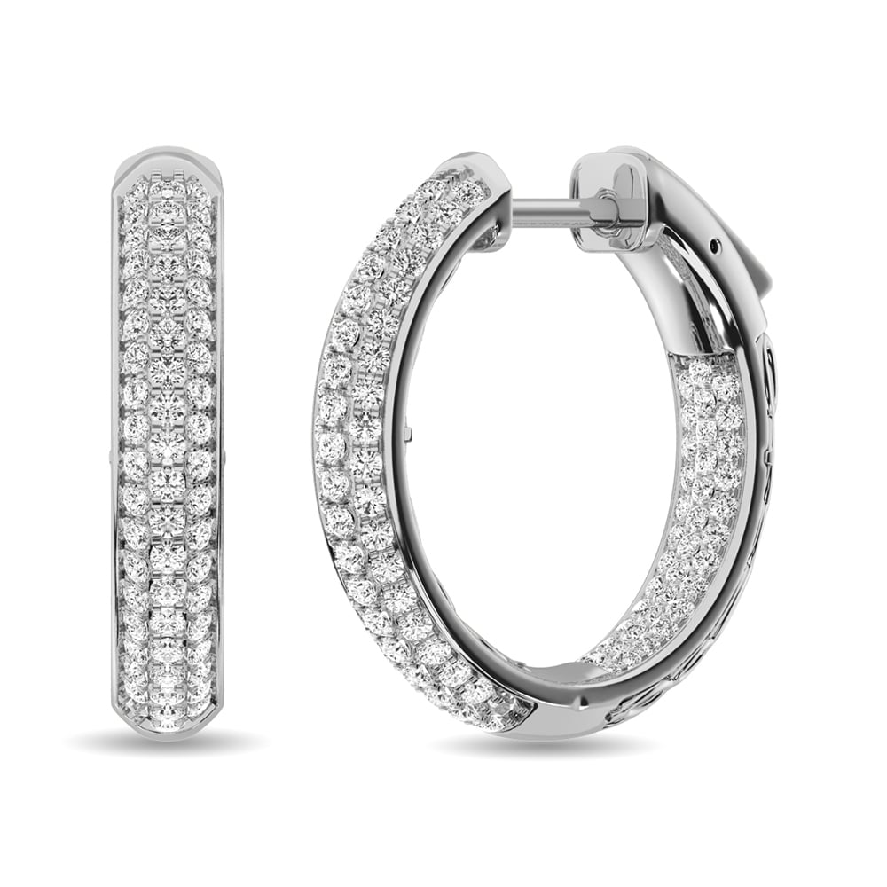 Diamond 1 Ct.tw Hoop Earrings in 14K White Gold