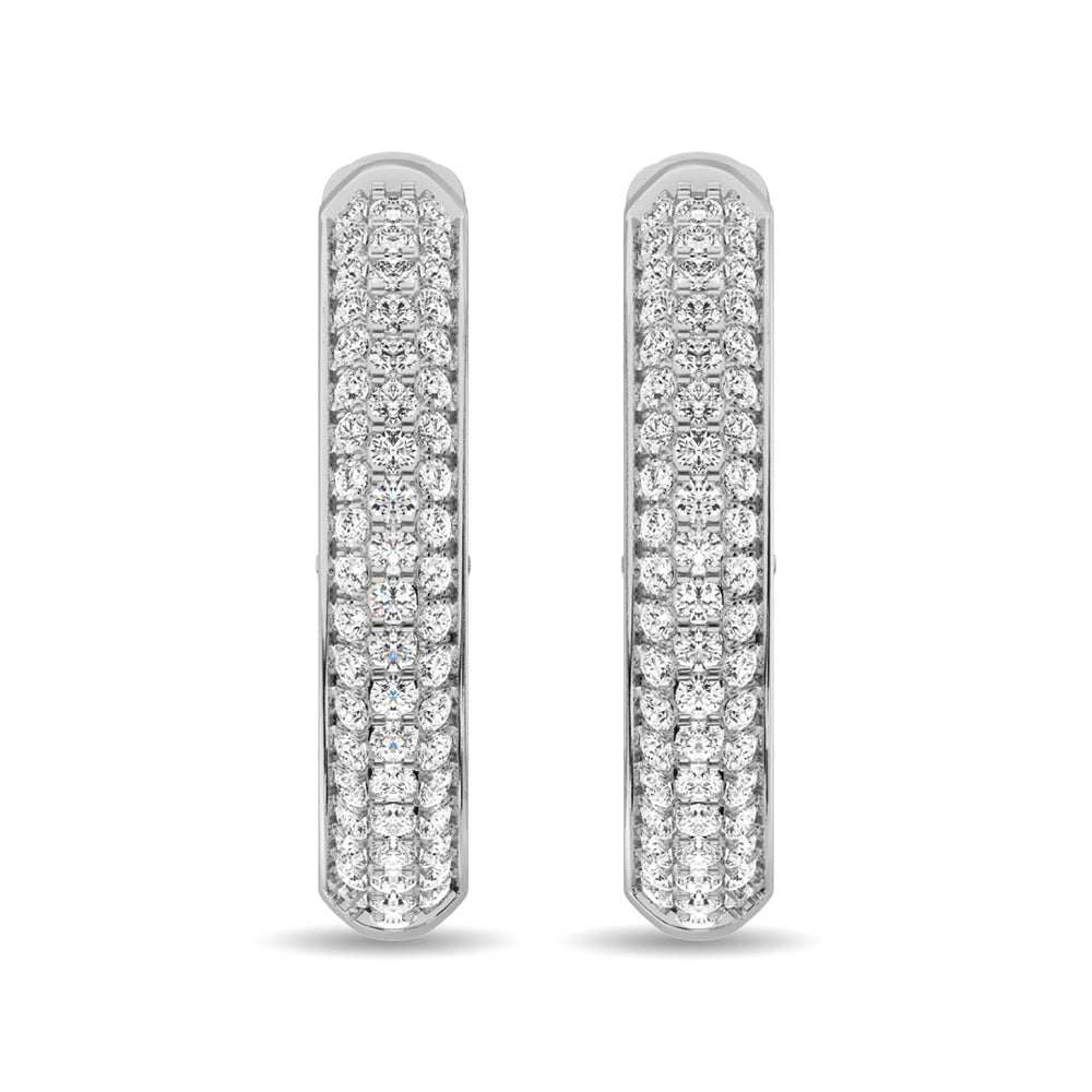 Diamond 1 Ct.tw Hoop Earrings in 14K White Gold