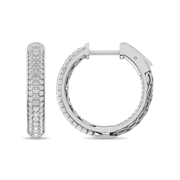 Diamond 1 Ct.tw Hoop Earrings in 14K White Gold