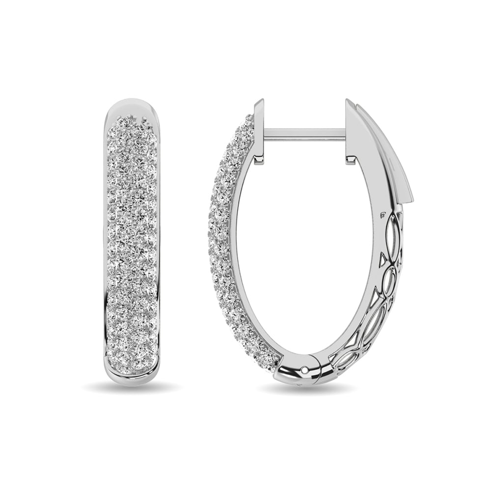 Diamond 1 Ct.tw Hoop Earrings in 14K White Gold