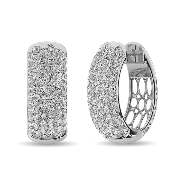 Diamond 3 1/5 Ct.tw Hoop Earrings in 14K White Gold