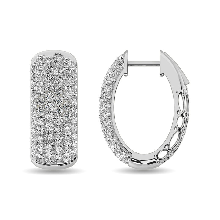 Diamond 3 1/5 Ct.tw Hoop Earrings in 14K White Gold