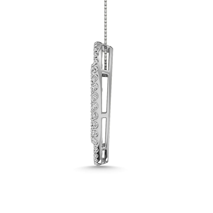Diamond 1 Ct.Tw. Circle Round and Straight Baguette Fashion Pendant in 14K White Gold