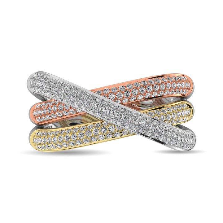 Diamond 1 Ct.tw Fashion Ring in 14K Three Tone Gold