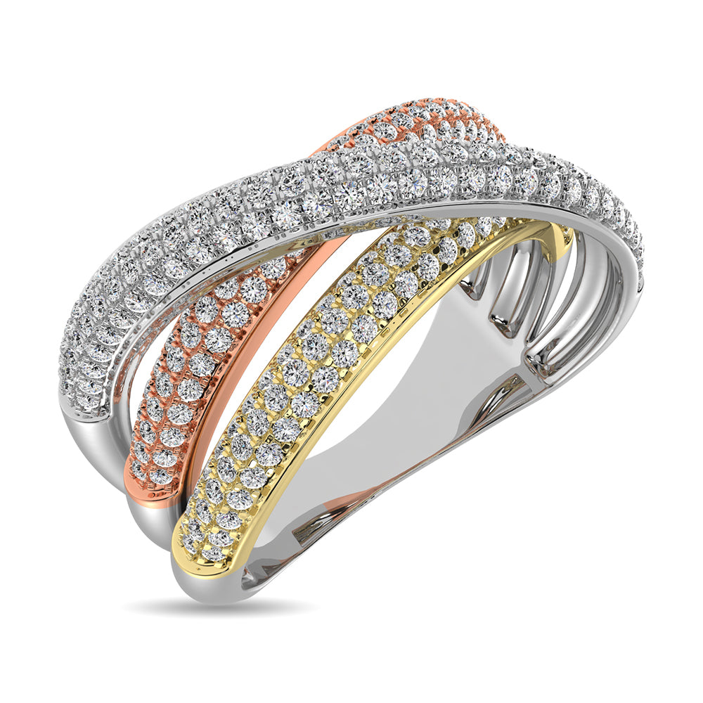 Diamond 1 Ct.tw Fashion Ring in 14K Three Tone Gold