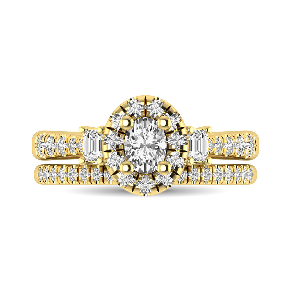 Diamond Classic Shank Single Halo Bridal Ring 1 Ct.tw Oval Cut in 14K Yellow Gold