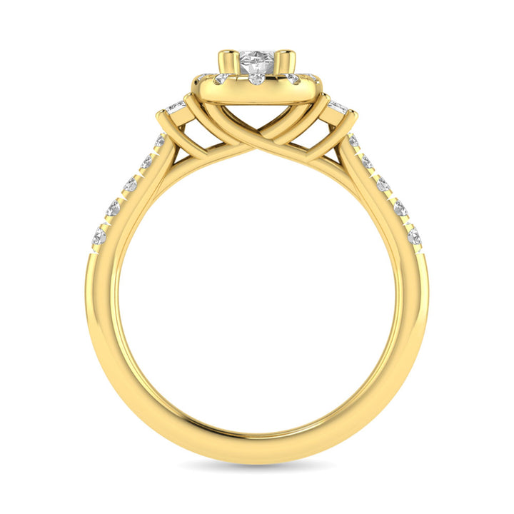 Diamond Classic Shank Single Halo Bridal Ring 1 Ct.tw Oval Cut in 14K Yellow Gold