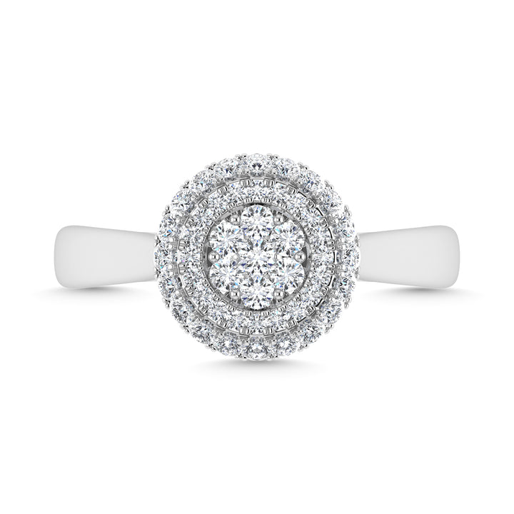 Diamond 1/2 Ct.Tw. Cluster Fashion Ring in 14K White Gold