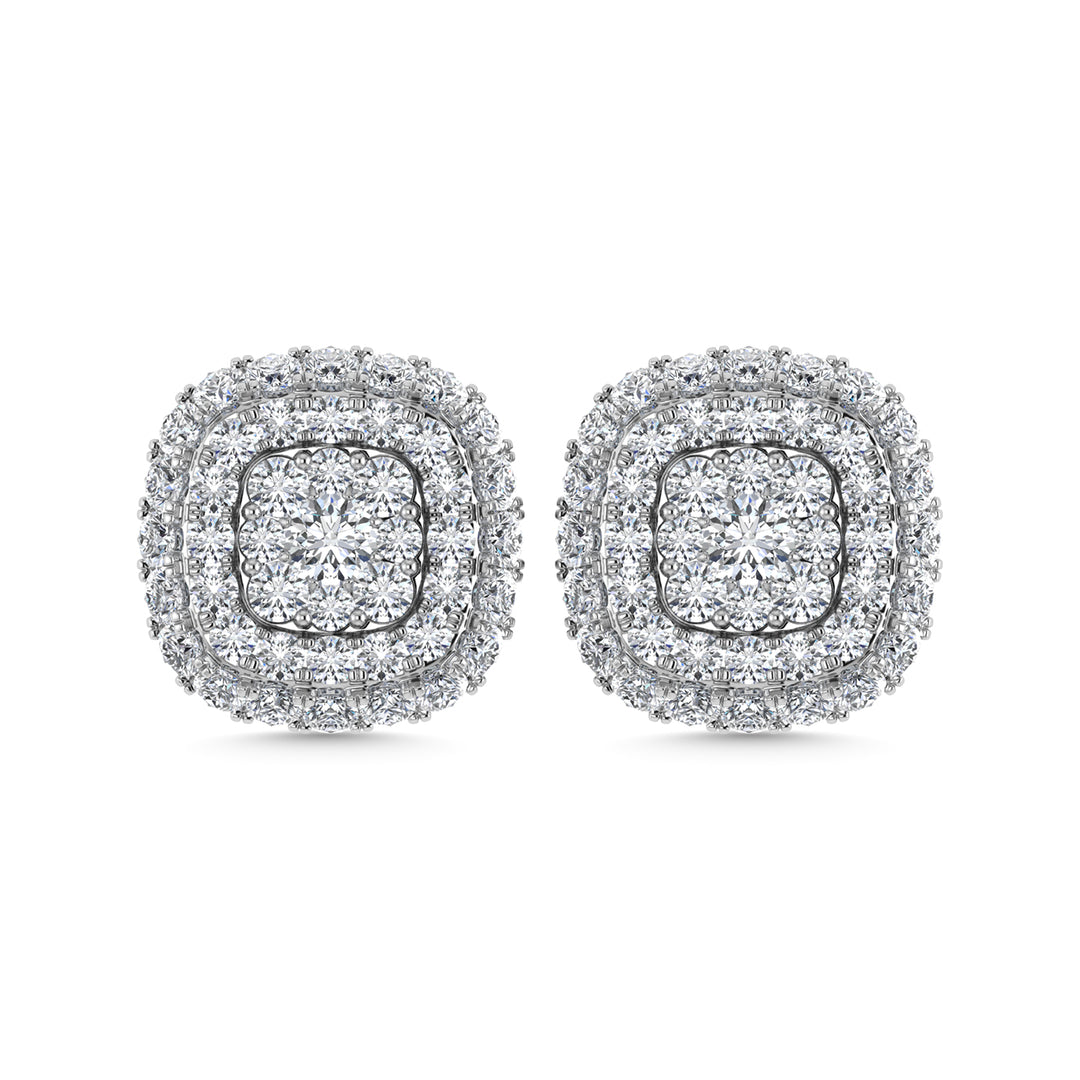 Diamond 5/8 Ct.Tw. Cluster Fashion Earrings in 14K White Gold