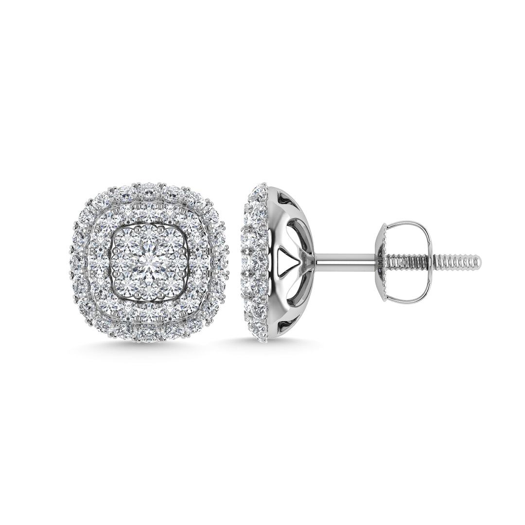 Diamond 5/8 Ct.Tw. Cluster Fashion Earrings in 14K White Gold