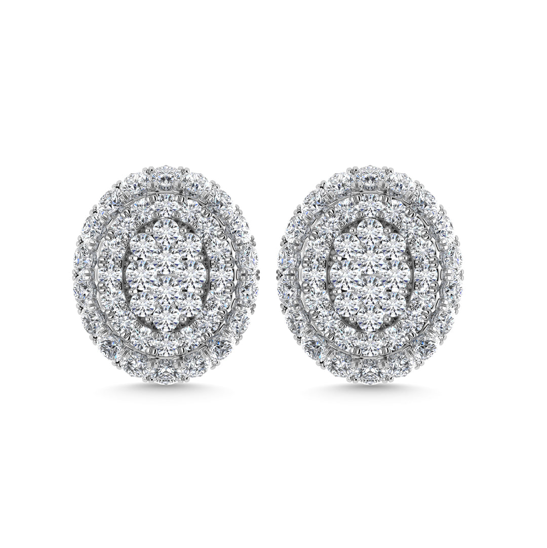 Diamond 5/8 Ct.Tw. Cluster Fashion Earrings in 14K White Gold Gold