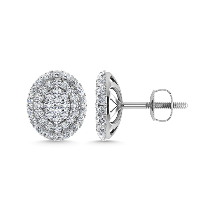 Diamond 5/8 Ct.Tw. Cluster Fashion Earrings in 14K White Gold Gold