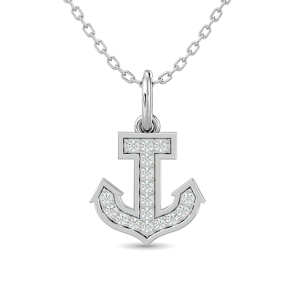 Diamond Anchor Pendant 1/10 Ct.tw in 10K White Gold