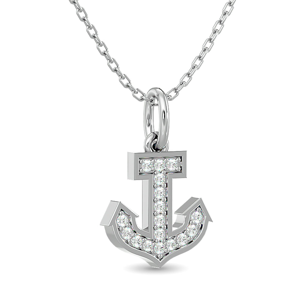 Diamond Anchor Pendant 1/10 Ct.tw in 10K White Gold