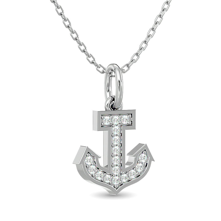 Diamond Anchor Pendant 1/10 Ct.tw in 10K White Gold