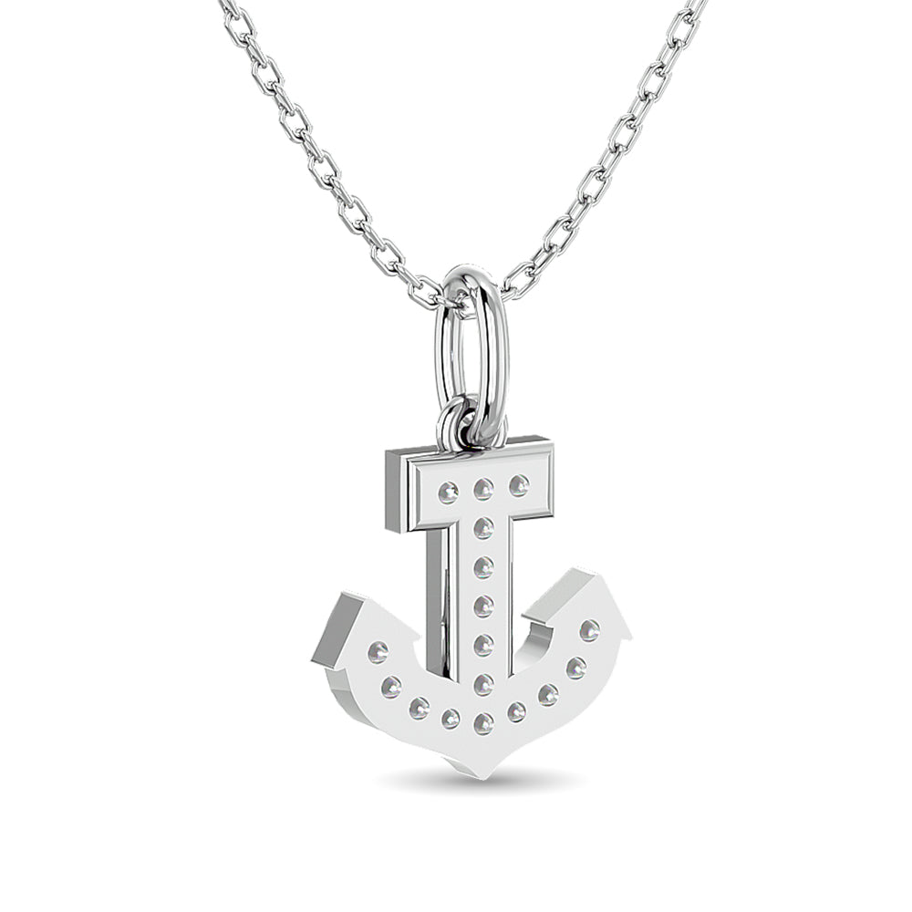 Diamond Anchor Pendant 1/10 Ct.tw in 10K White Gold
