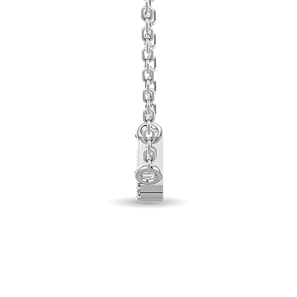 Diamond Round Cut Bar Fashion Necklace 1/6 Ct.tw in 10K White Gold