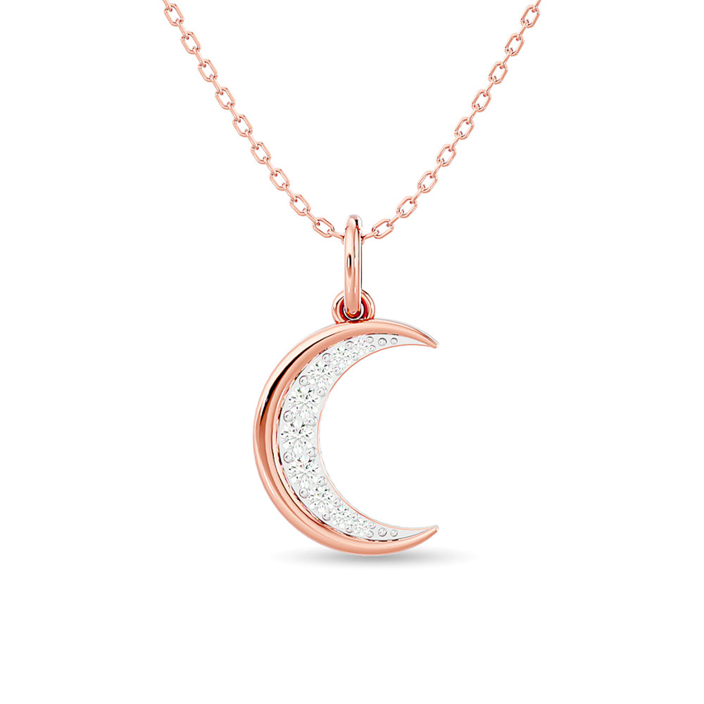 Diamond 1/8 Ct.tw Moon Pendant in 10K Rose Gold