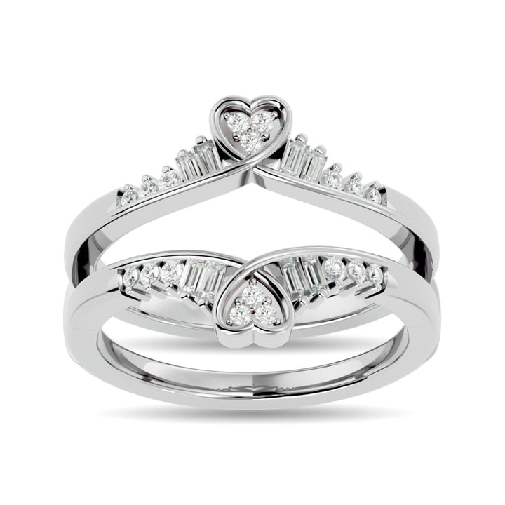 Diamond 1/4 Ct.tw Round and Tapper Guard Ring  in 14K White Gold