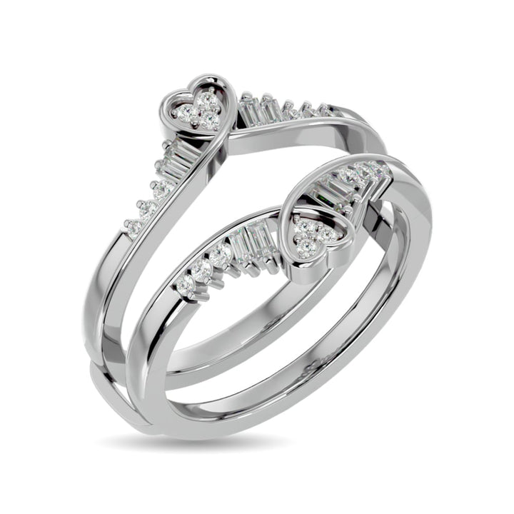 Diamond 1/4 Ct.tw Round and Tapper Guard Ring  in 14K White Gold