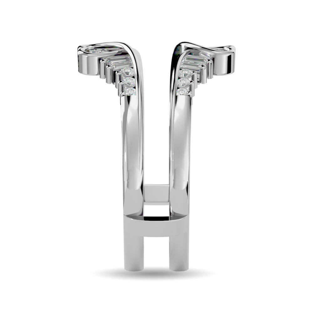 Diamond 1/4 Ct.tw Round and Tapper Guard Ring  in 14K White Gold