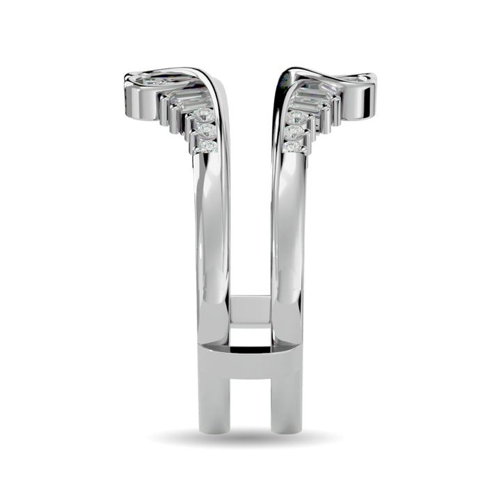 Diamond 1/4 Ct.tw Round and Tapper Guard Ring  in 14K White Gold