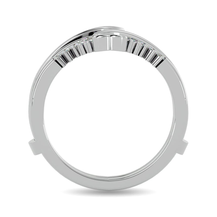 Diamond 1/4 Ct.tw Round and Tapper Guard Ring  in 14K White Gold