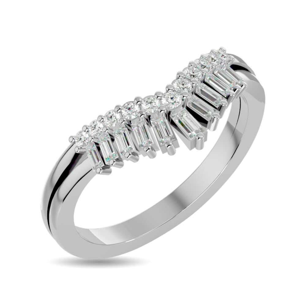 Diamond 1/3 Ct.tw Chevron Band in 10K White Gold