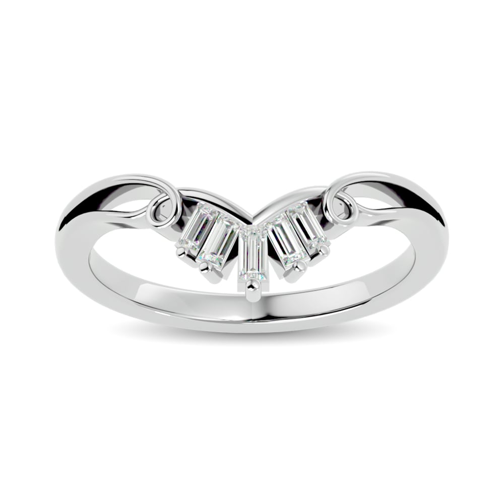 10KT WHITE GOLD 1/8CT.TW DIAMOND CHEVRON BAND