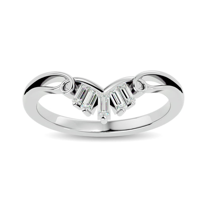 10KT WHITE GOLD 1/8CT.TW DIAMOND CHEVRON BAND