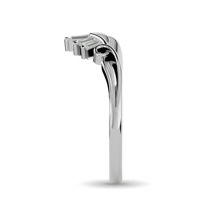 10KT WHITE GOLD 1/8CT.TW DIAMOND CHEVRON BAND