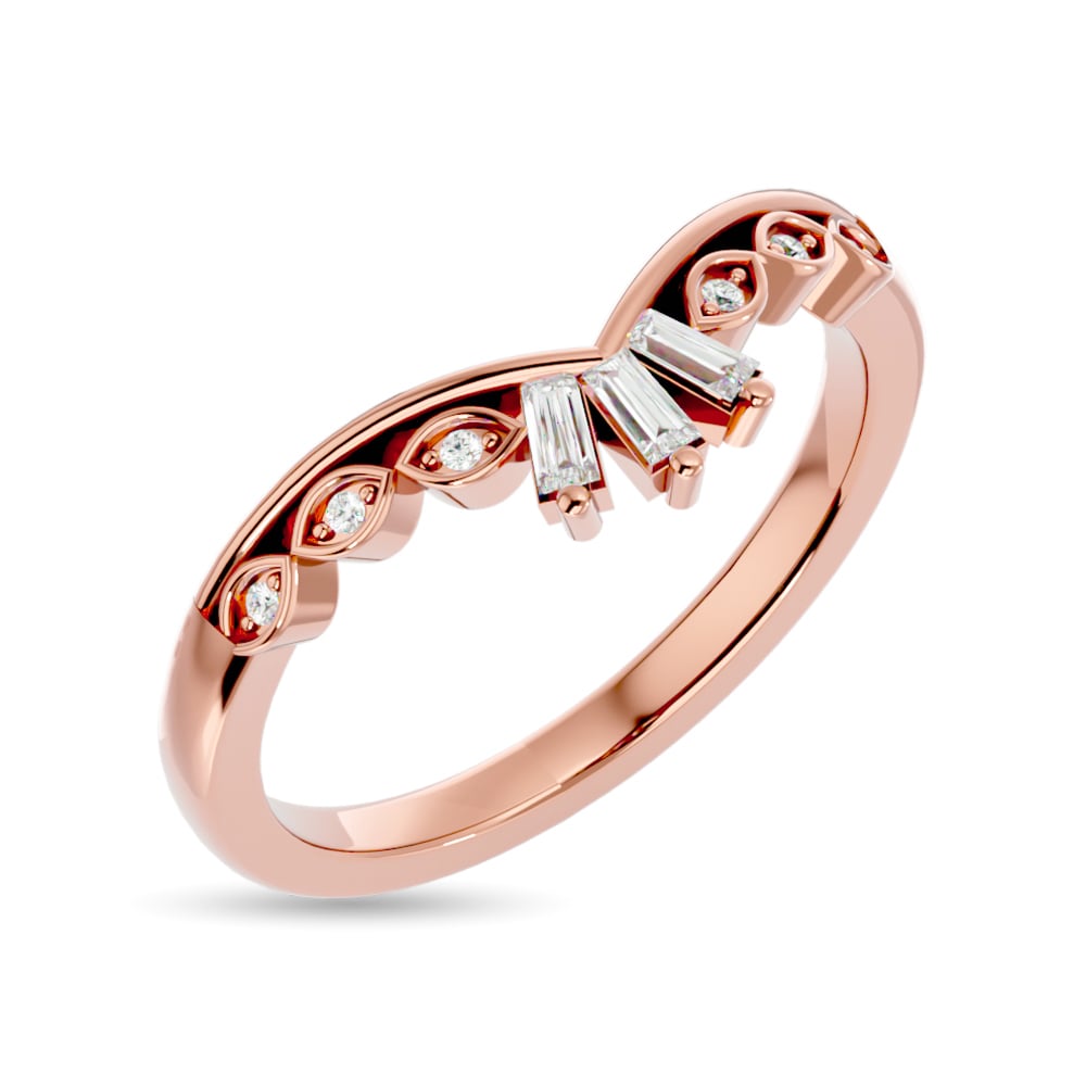 Diamond 1/6 Ct.tw Chevron Band in 14K Rose Gold