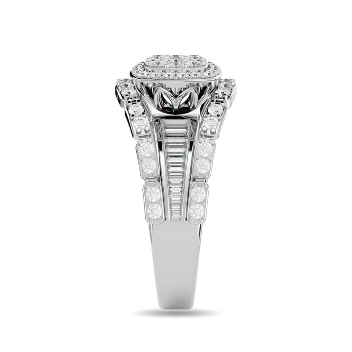 Diamond 1 1/2 Ct.tw Round Cut and Straight Baguette Fashion Ring in 14K White Gold