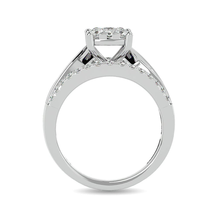 Diamond 1 Ct.tw Round Cut and Tapper Fashion Ring in 10K White Gold