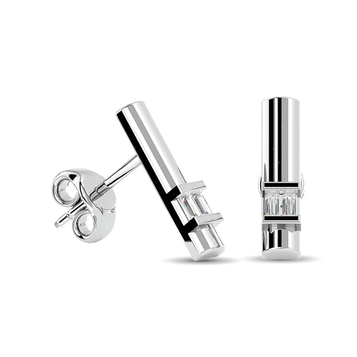 Diamond  1/20 Ct.tw Bar  Earrings in 10K White Gold