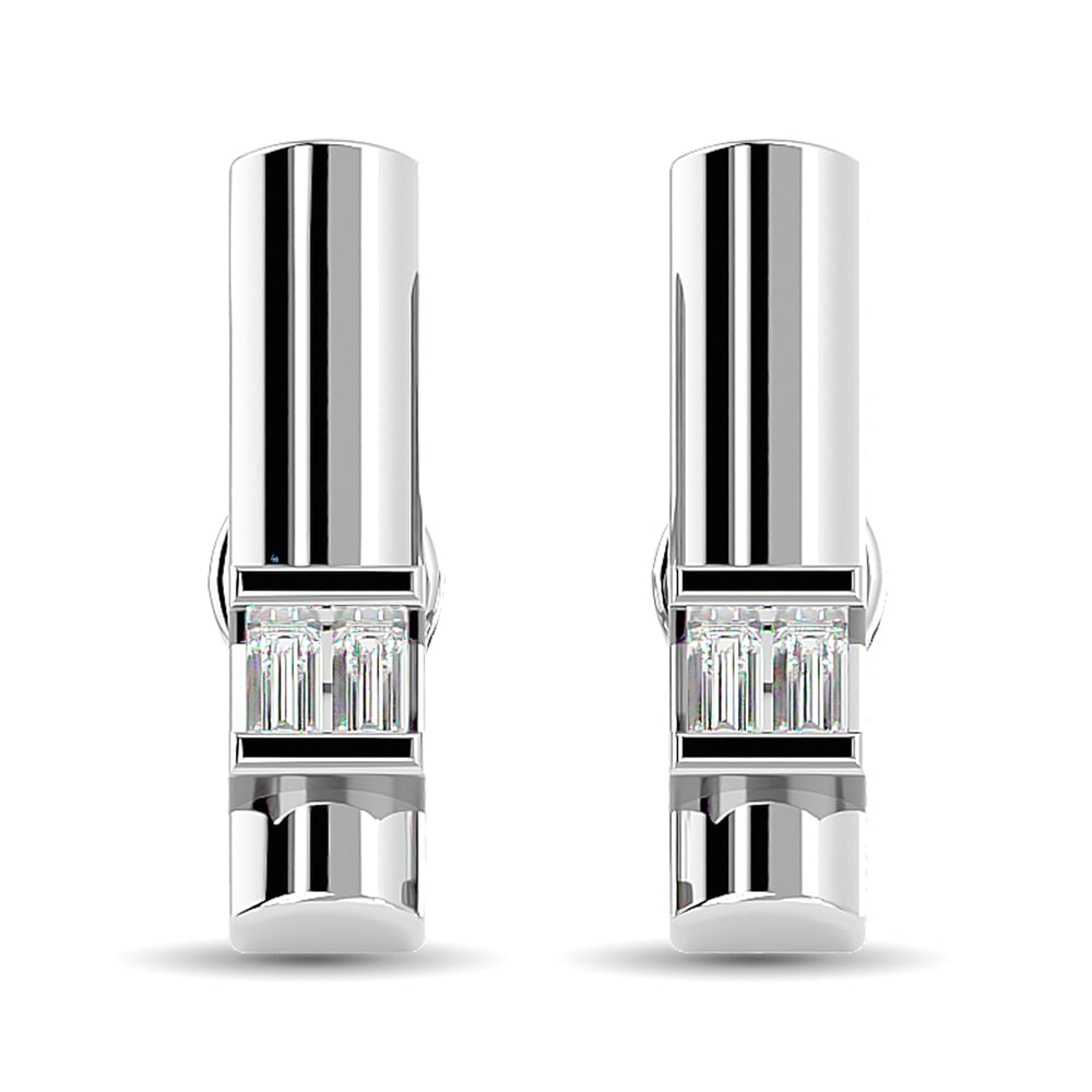 Diamond  1/20 Ct.tw Bar  Earrings in 10K White Gold