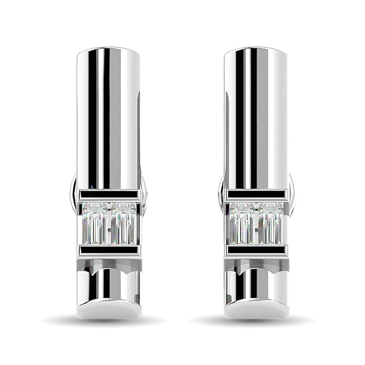 Diamond  1/20 Ct.tw Bar  Earrings in 10K White Gold