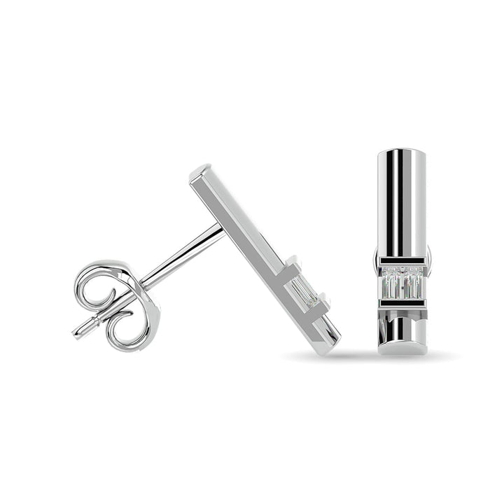 Diamond  1/20 Ct.tw Bar  Earrings in 10K White Gold