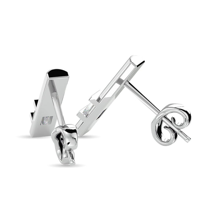 Diamond  1/20 Ct.tw Bar  Earrings in 10K White Gold