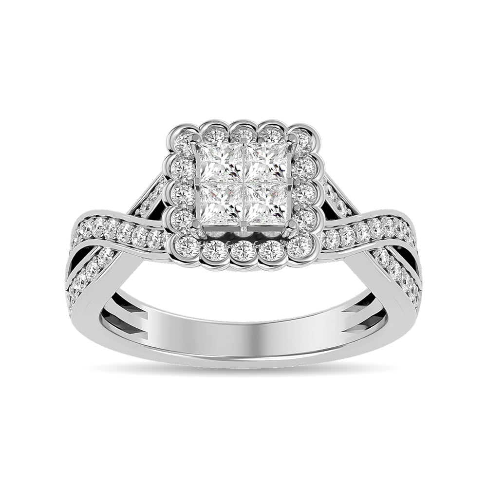 Diamond 1 Ct.tw Princess Head Engagement Ring in 14K White Gold