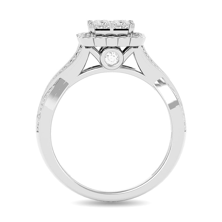 Diamond 1 Ct.tw Princess Head Engagement Ring in 14K White Gold