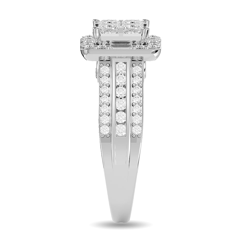 Diamond 1 1/2 Ct.tw Princess Head Engagement Ring in 14K White Gold