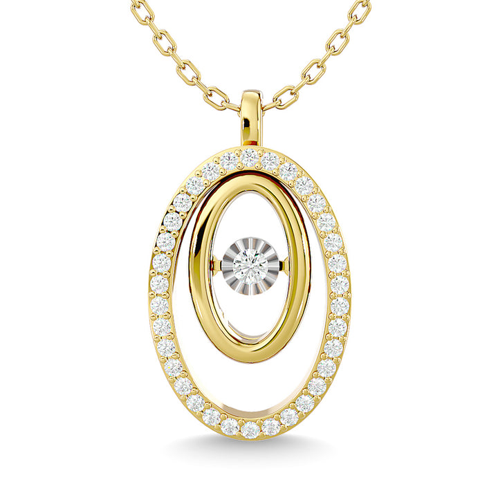 Diamond 1/4 Ct.Tw. Oval Shape Pendant in 14K Yellow Gold