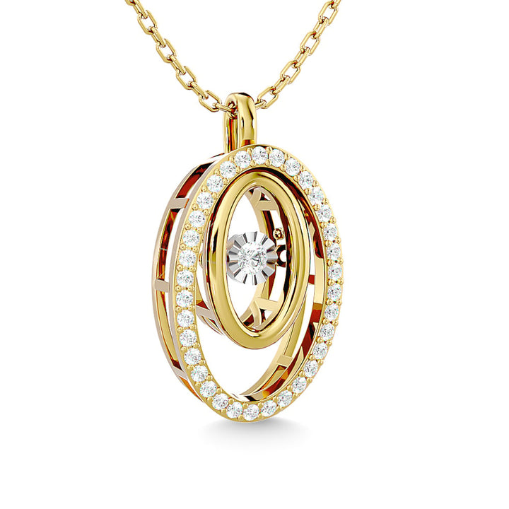 Diamond 1/4 Ct.Tw. Oval Shape Pendant in 14K Yellow Gold