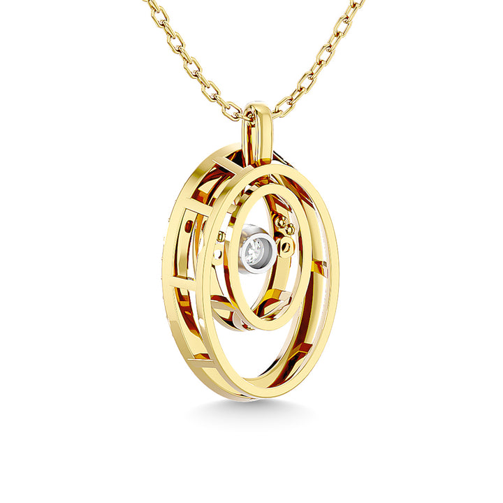 Diamond 1/4 Ct.Tw. Oval Shape Pendant in 14K Yellow Gold