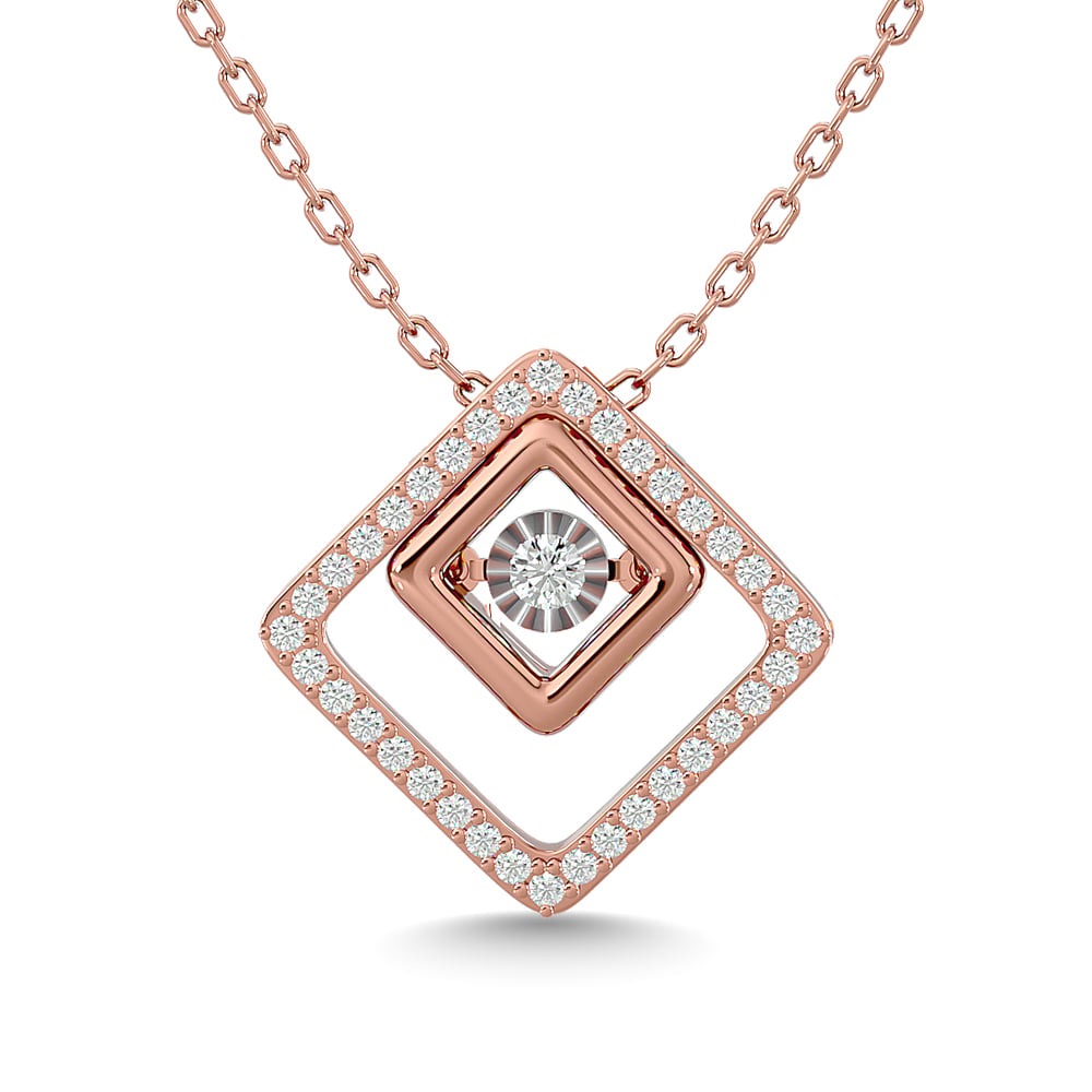 Diamond 1/4 Ct.Tw. Square Shape Pendant in 14K Rose Gold