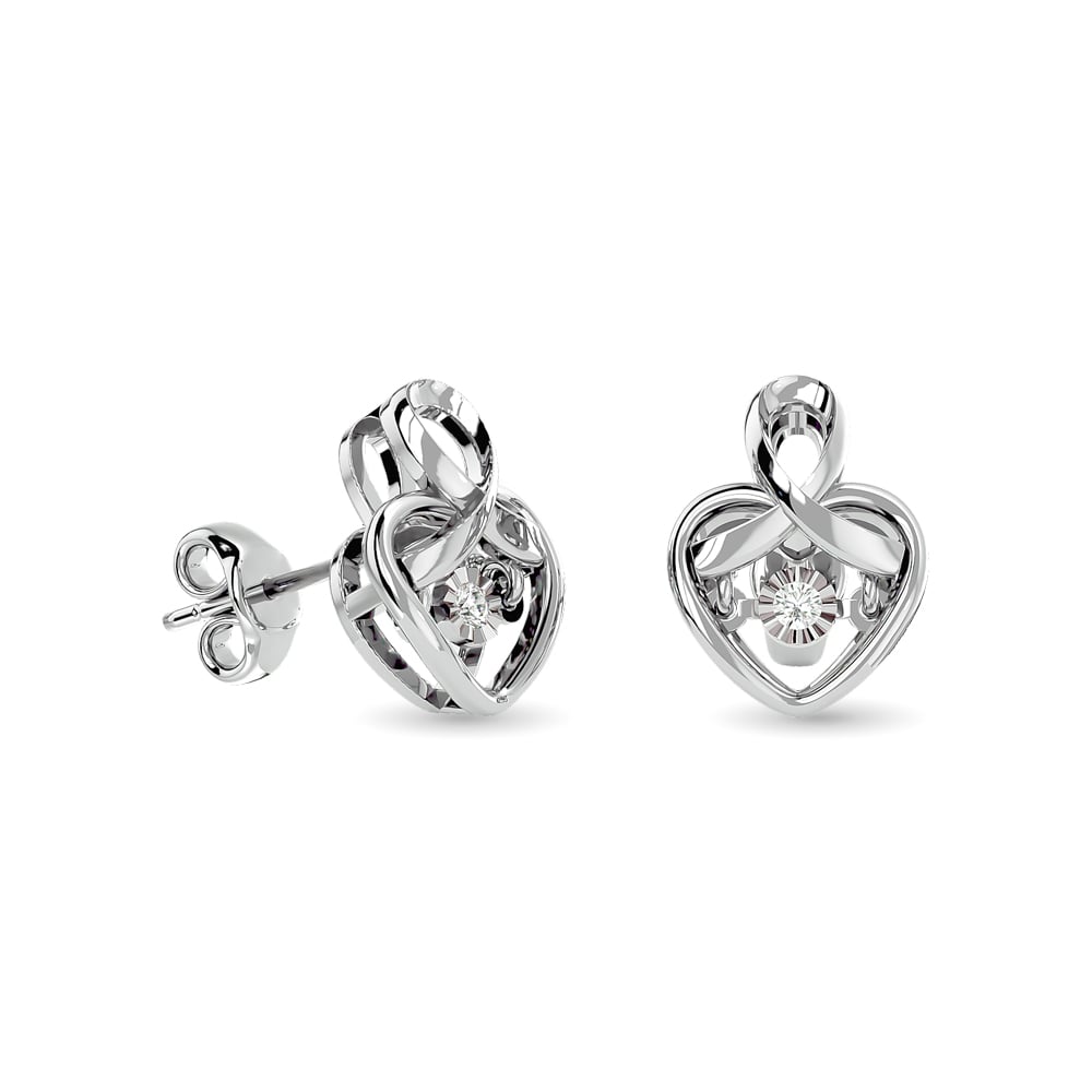 Diamond 1/20 Ct.tw Heart Earrings in Sterling Silver